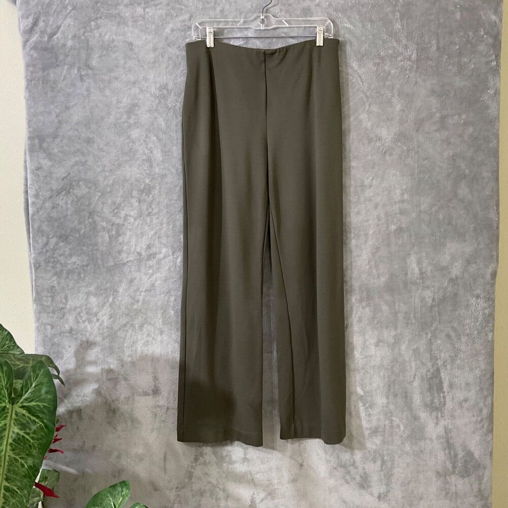 Tahari Ponte knit trouser pants Women's Sz L Green Tummy Control Career Comfort